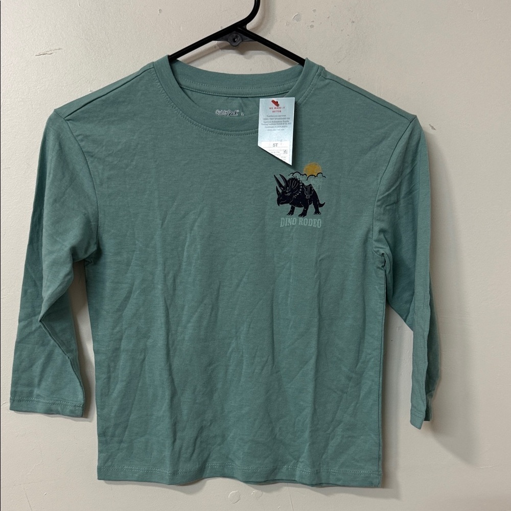 Cat & Jack Green Dino Long Sleeve Shirt
